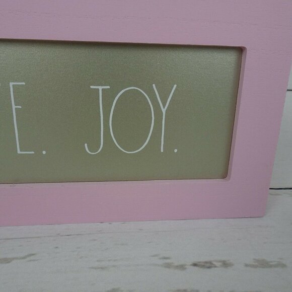 Rae Dunn Pink PEACE LOVE JOY Wooden Sign Farmhouse Holiday Decor 14x5x2 2020 - Picture 6 of 12